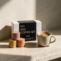 ZIPURE No Bad Coffee Set box with three coffee pod tins, a brewed cup, and a french press